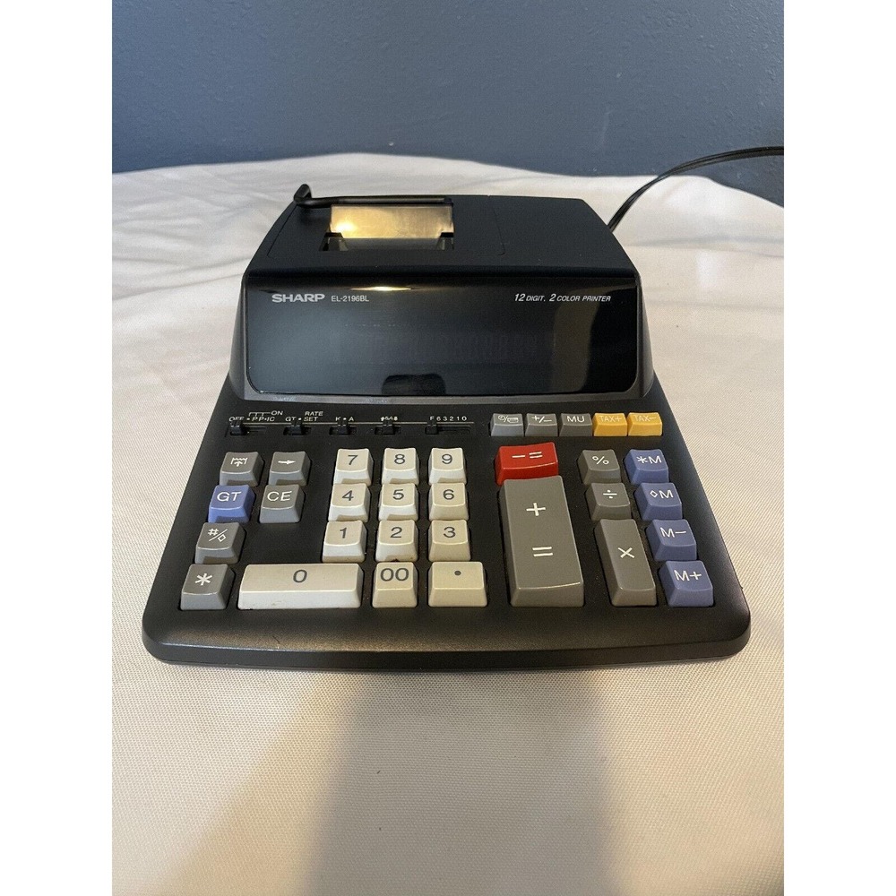Sharp EL-2196BL 12 Digit 2 Color Printing Desktop Accounting Calculator 9X12